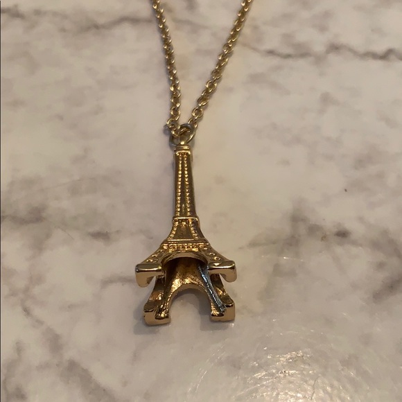 Long Eiffel Tower Paris Necklace Gold - Picture 6 of 13